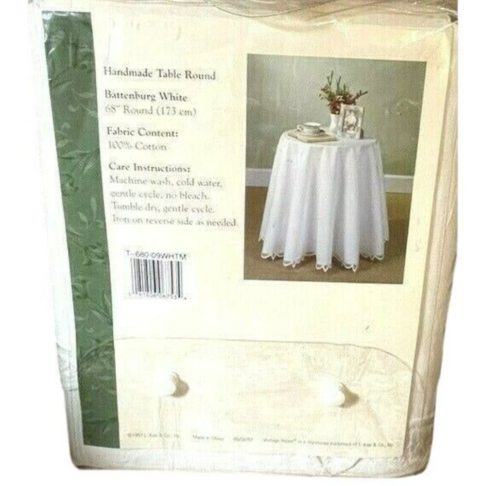 Vintage Home Tablecloth Handmade 68" Round Battenburg White 100% Cotton Sealed - Picture 4 of 9